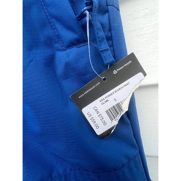 NWT Eddie Bauer Kids Snow Pants 7 / 8 Zippered Legs Reflective Logo - Picture 2 of 4